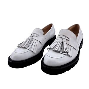 Stuart Weitzman‎ Mila Lift White Leather Tassel Loafers Platform Womens 11